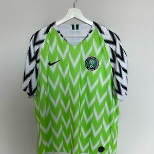 Nike Dri-Fit 2021 Nigeria National Team Green and White Zigzag Soccer Jersey XL
